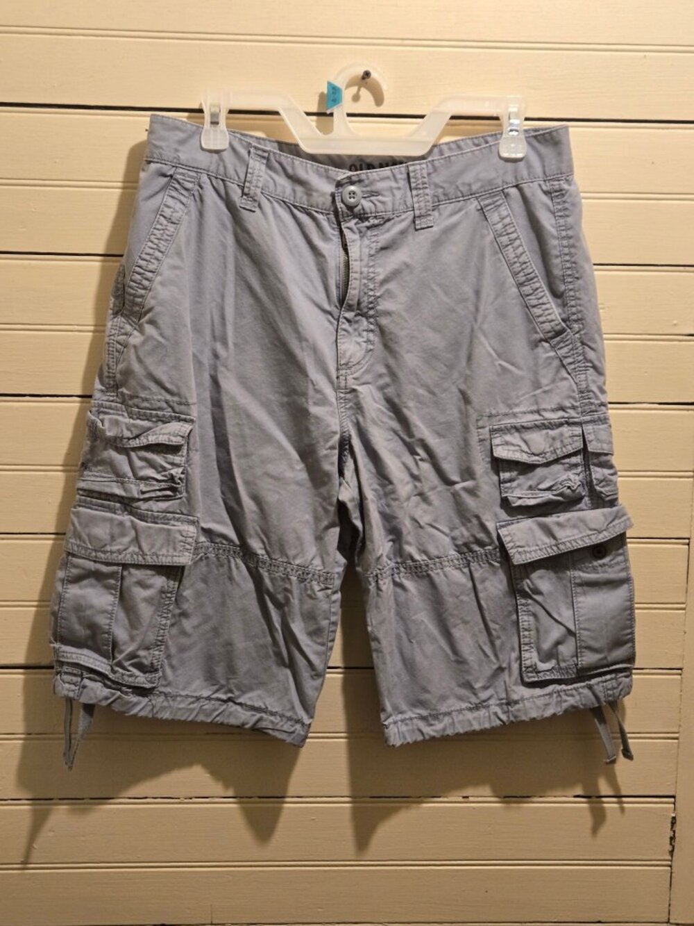 Old Navy Cargo Shorts Mens 32 Gray Cotton Multi Pocket Drawstring